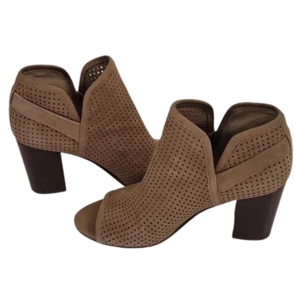 Sam Edelman Brown Perforated Peep Toe Easton Booties Size 8.5 - Picture 2 of 10